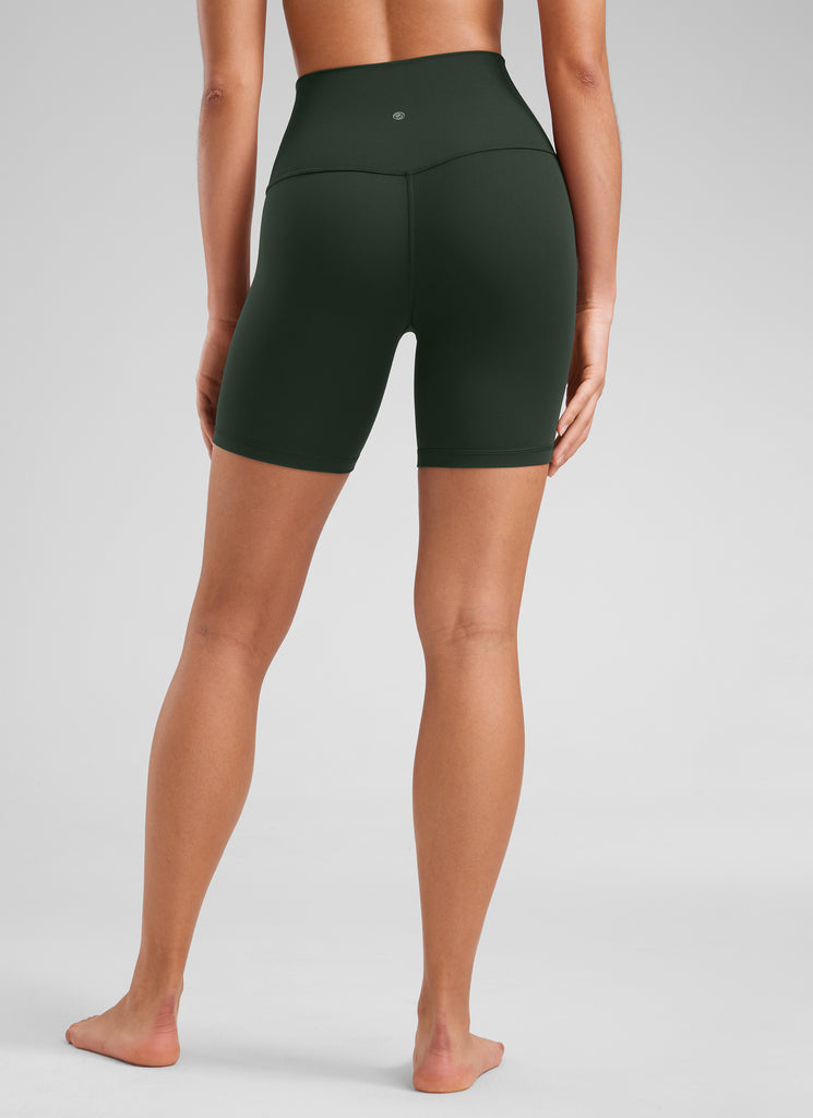 CRZ YOGA Women's Yoga High Rise Biker Shorts Butterluxe Shorts 6'' Lava Brown