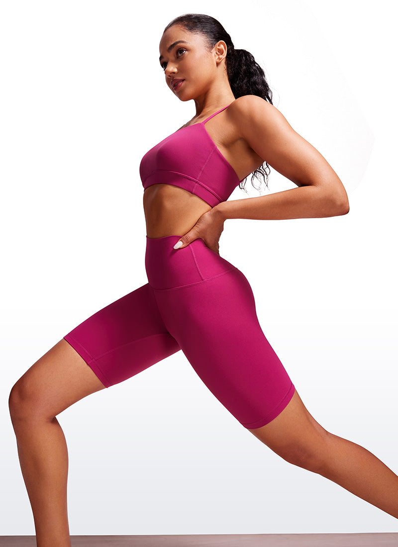 CRZ YOGA Women's Yoga High Rise Butterluxe Long Biker Shorts 8'' Magenta Purple @model_info:Amanda