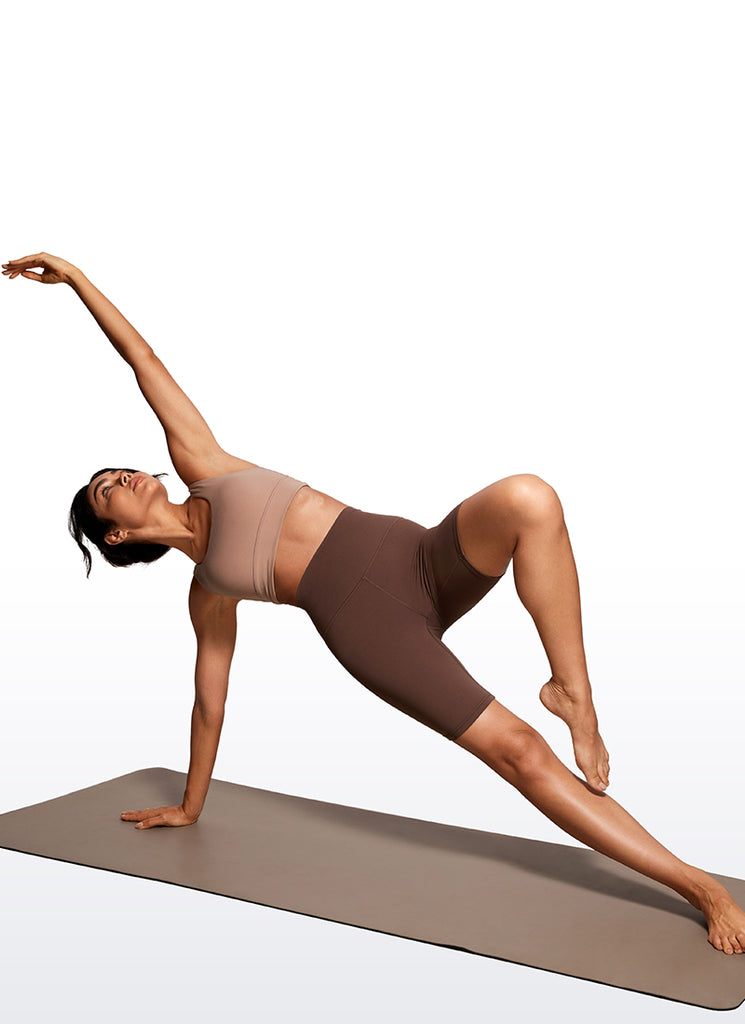 CRZ YOGA Women's Yoga High Rise Butterluxe Long Biker Shorts 8'' Dark Red