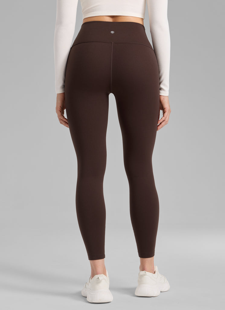 CRZ YOGA Women's Thermal Fleece Lined Casual High Rise Legging 25'' Hot Fudge Brown