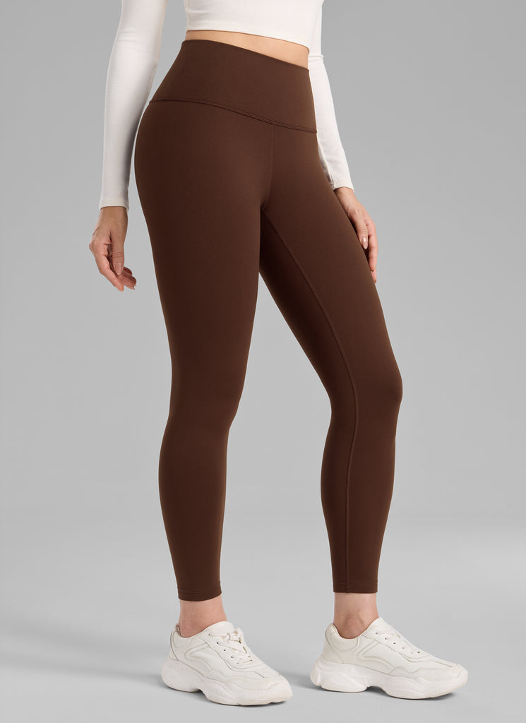 CRZ YOGA Women's Thermal Fleece Lined Casual High Rise Legging 25'' Lava Brown
