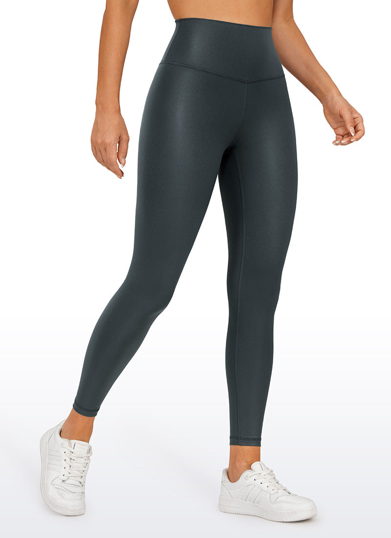 CRZ YOGA Women Butterluxe Matte Faux Leather Leggings 25'' Melanite Classic @model_info:Deni