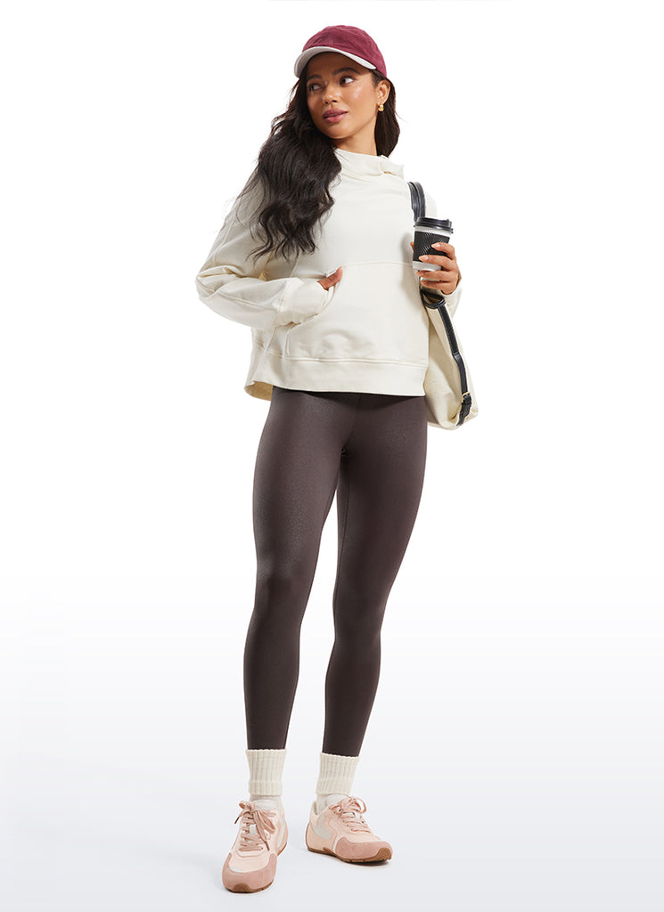 CRZ YOGA Women Butterluxe Matte Faux Leather Leggings 28' Hot Fudge Brown Foil Pattern