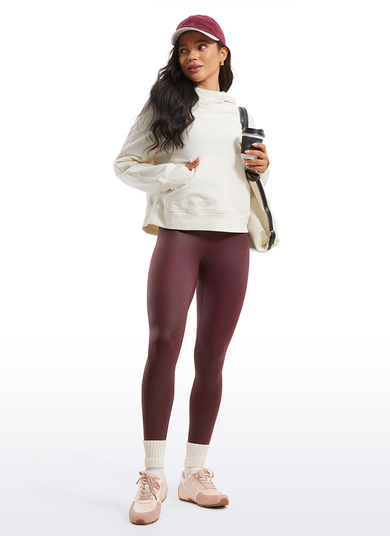 CRZ YOGA Women Butterluxe Matte Faux Leather Leggings 28' Red Merlot Foil Pattern