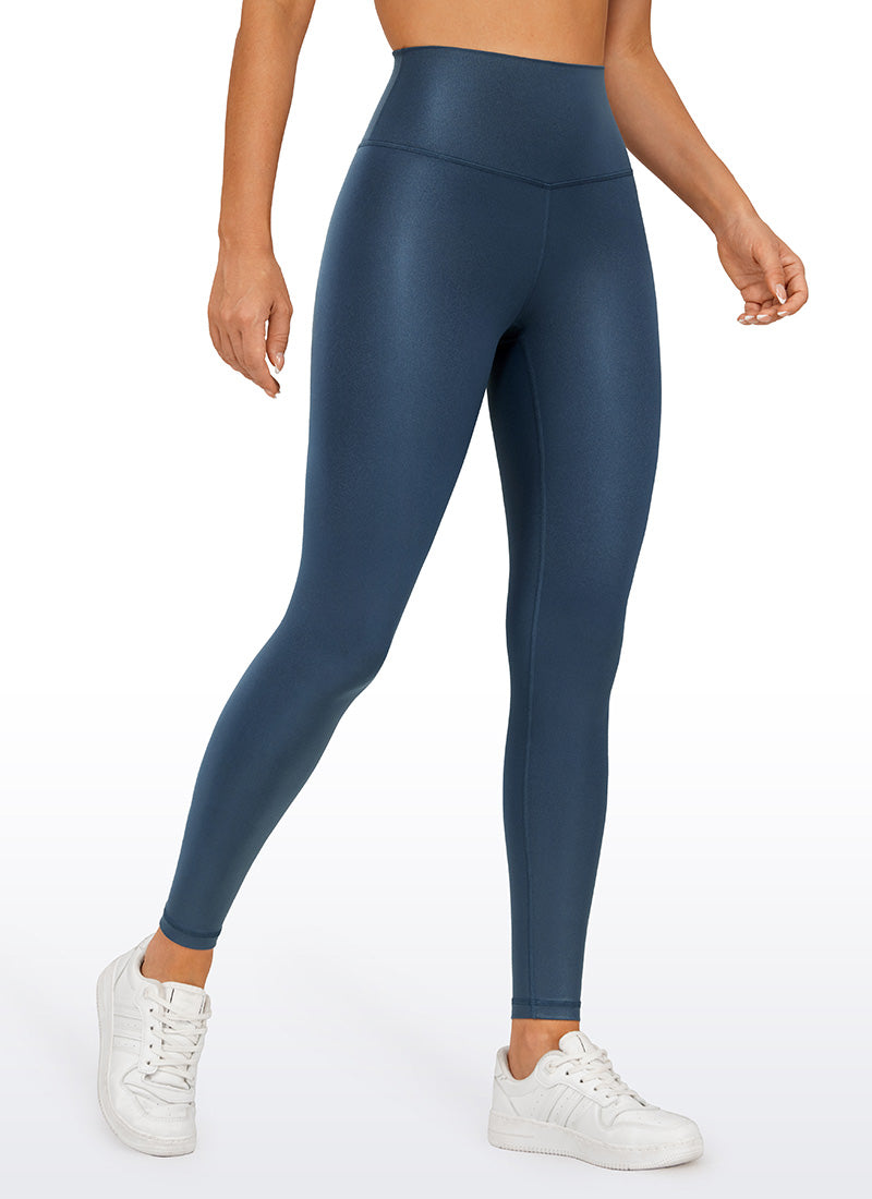 CRZ YOGA Women Butterluxe Matte Faux Leather Leggings 28' FRENCH NAVY Classic Pattern