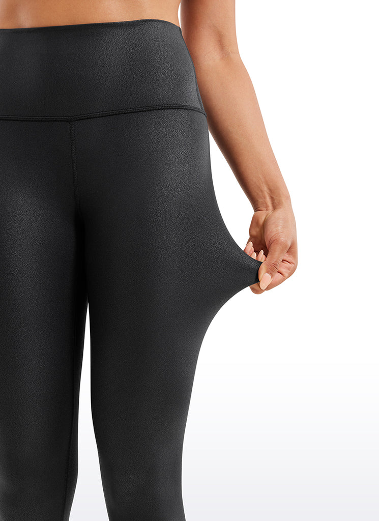 CRZ YOGA Women Butterluxe Matte Faux Leather Leggings 28' Black Foil Pattern