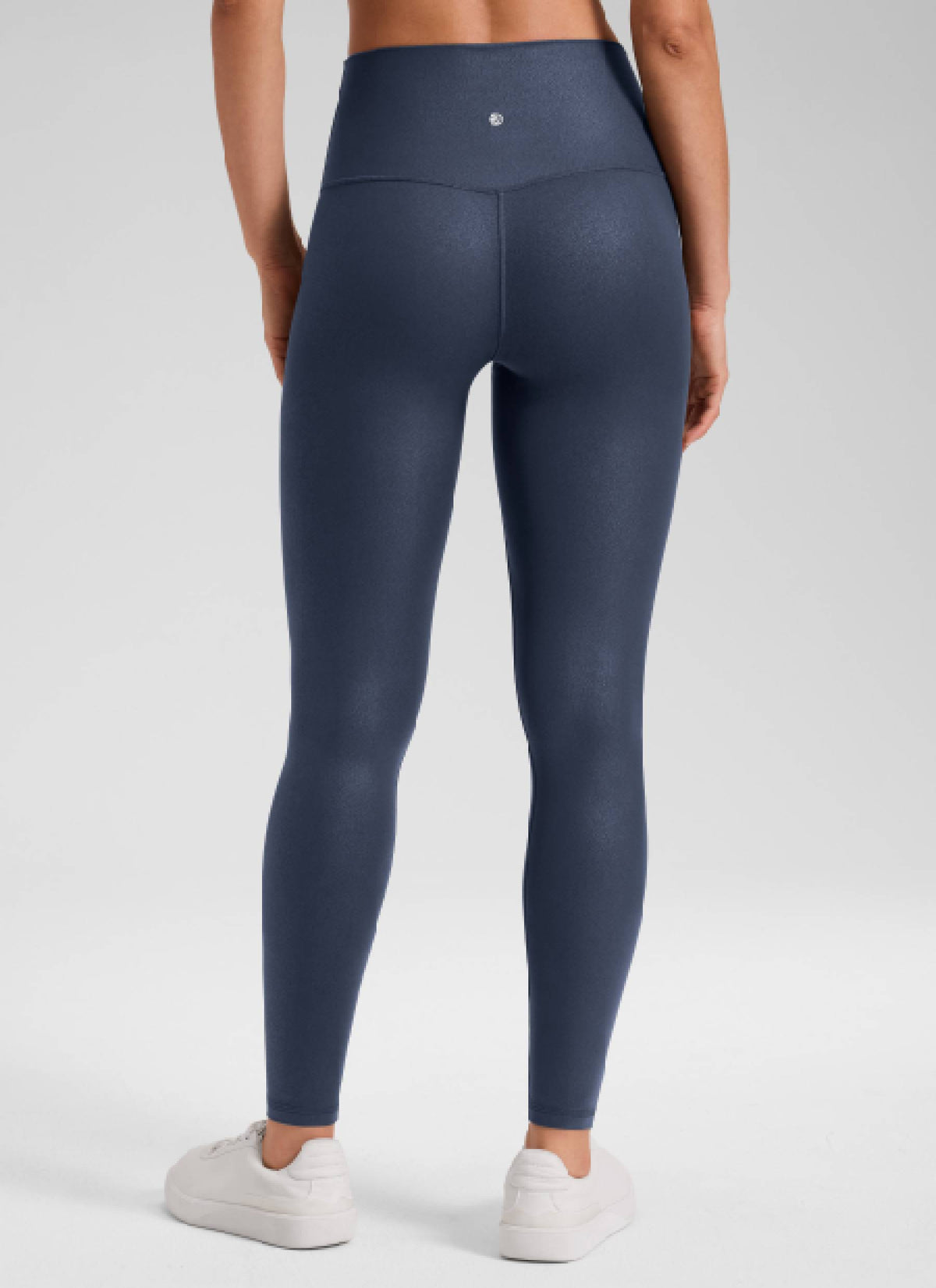 CRZ YOGA Women Butterluxe Matte Faux Leather Leggings 28' Real Navy Foil Pattern