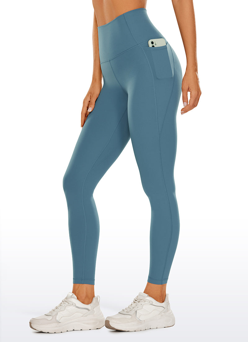 CRZ YOGA Women's Yoga Lounge High Rise Butterluxe Pocket Leggings 25'' Blue Ashes @model_info:Natali