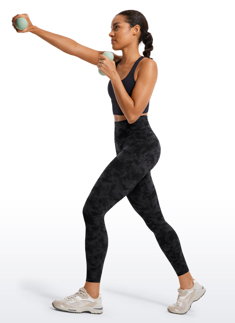 CRZ YOGA Women's Yoga Lounge High Rise Butterluxe Pocket Leggings 25'' Tie Dye Smoke Ink @model_info:F