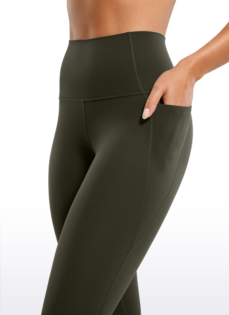 CRZ YOGA Women's Yoga Lounge High Rise Butterluxe Pocket Leggings 25'' Olive Green