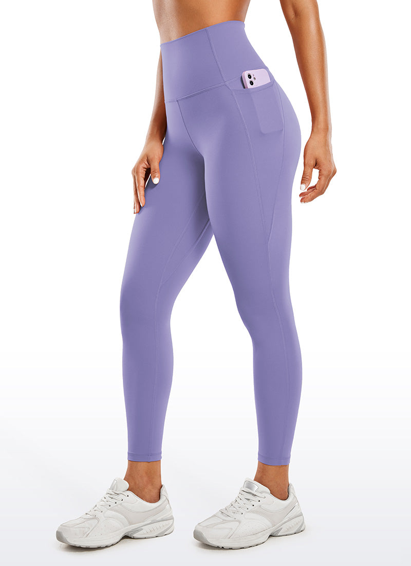 CRZ YOGA Women's Yoga Lounge High Rise Butterluxe Pocket Leggings 25'' Dark Lavender Purple @model_info:Gigi