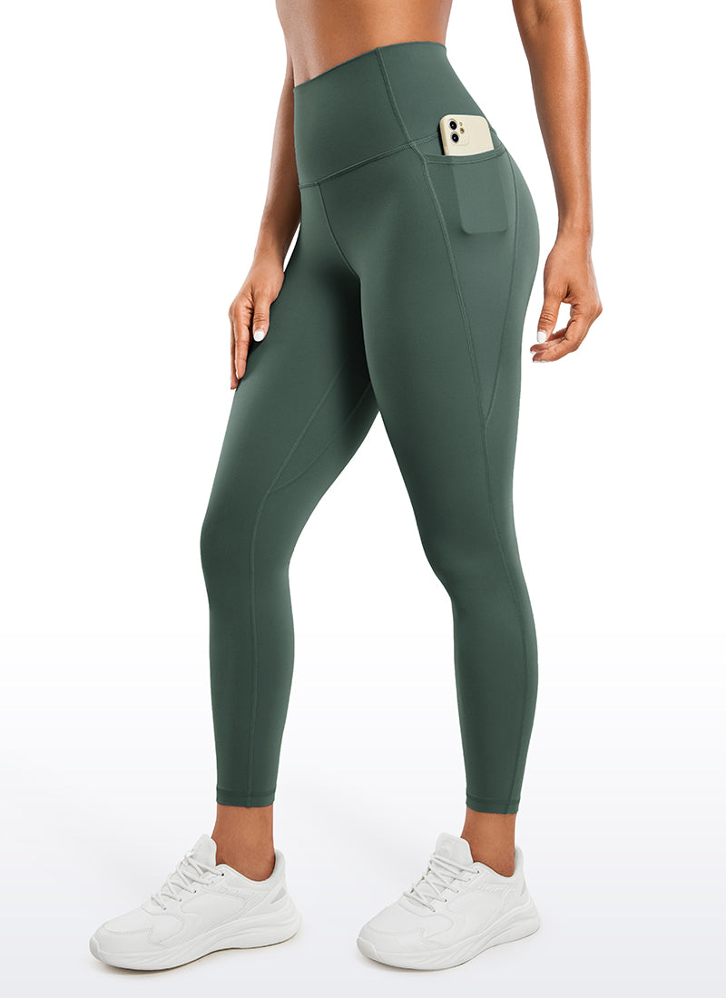 CRZ YOGA Women's Yoga Lounge High Rise Butterluxe Pocket Leggings 25'' Dark Forest Green @model_info:Gigi
