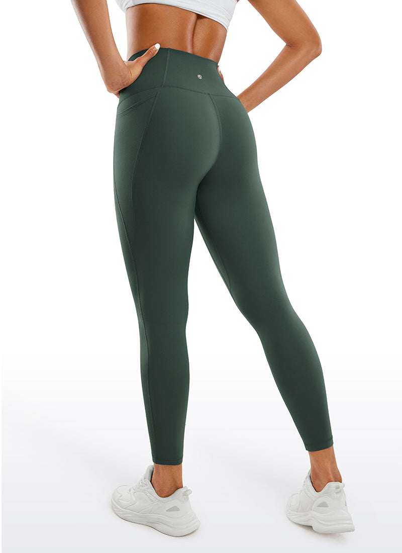 CRZ YOGA Women's Yoga Lounge High Rise Butterluxe Pocket Leggings 25'' Dark Forest Green @model_info:Gigi