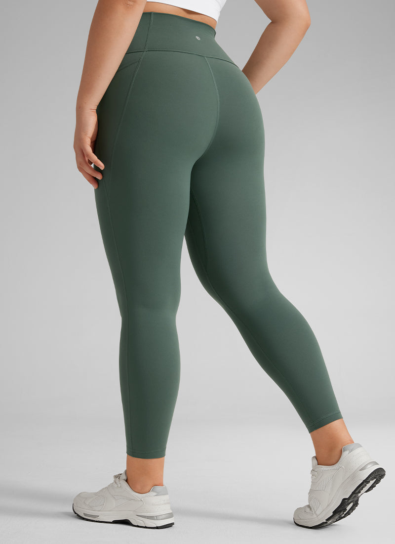 CRZ YOGA Women's Yoga Lounge High Rise Butterluxe Pocket Leggings 25'' Dark Forest Green @model_info:Victoria