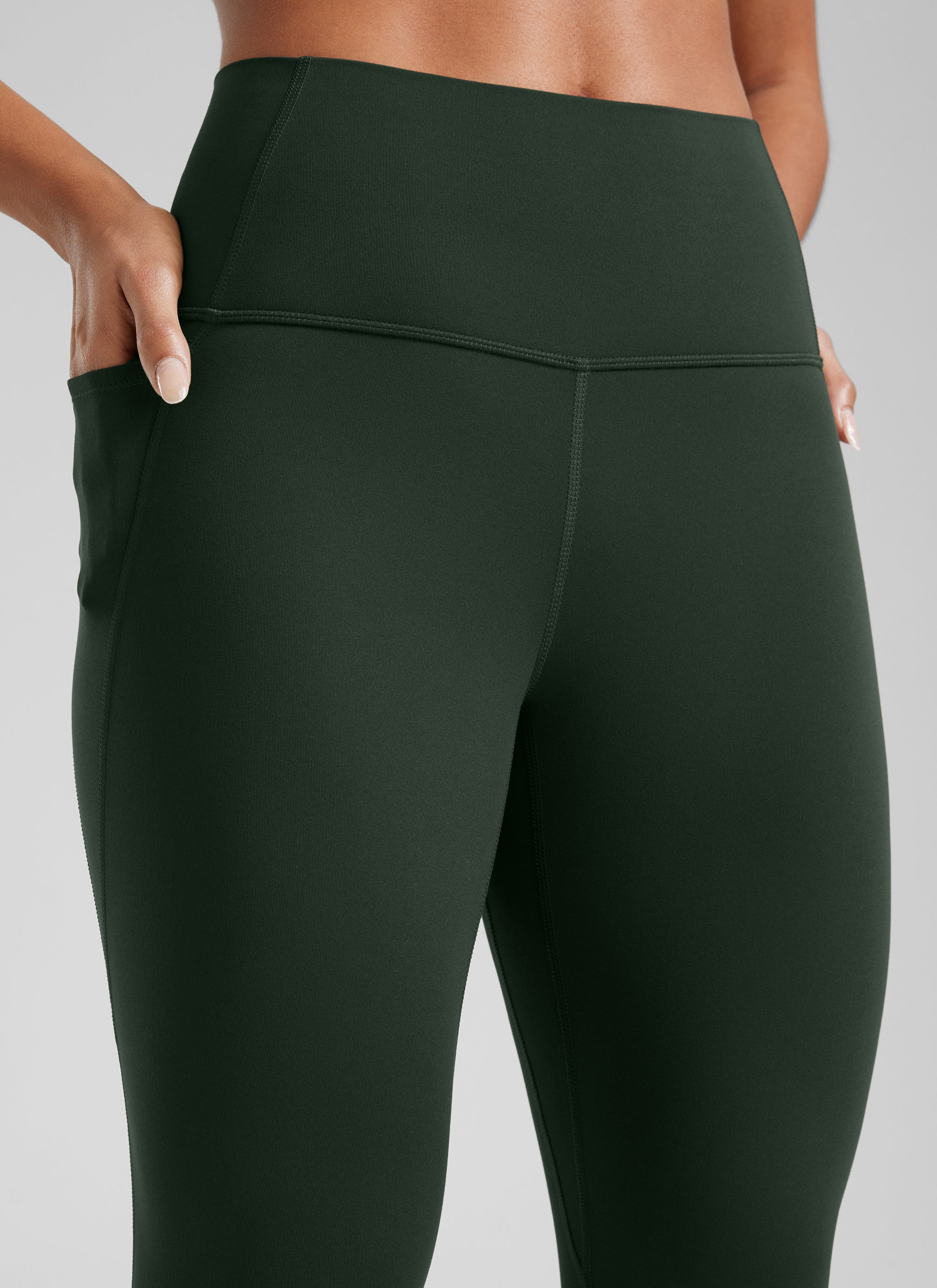 CRZ YOGA Women's Yoga Lounge High Rise Butterluxe Pocket Leggings 25'' Legend Green @model_info:Crystal