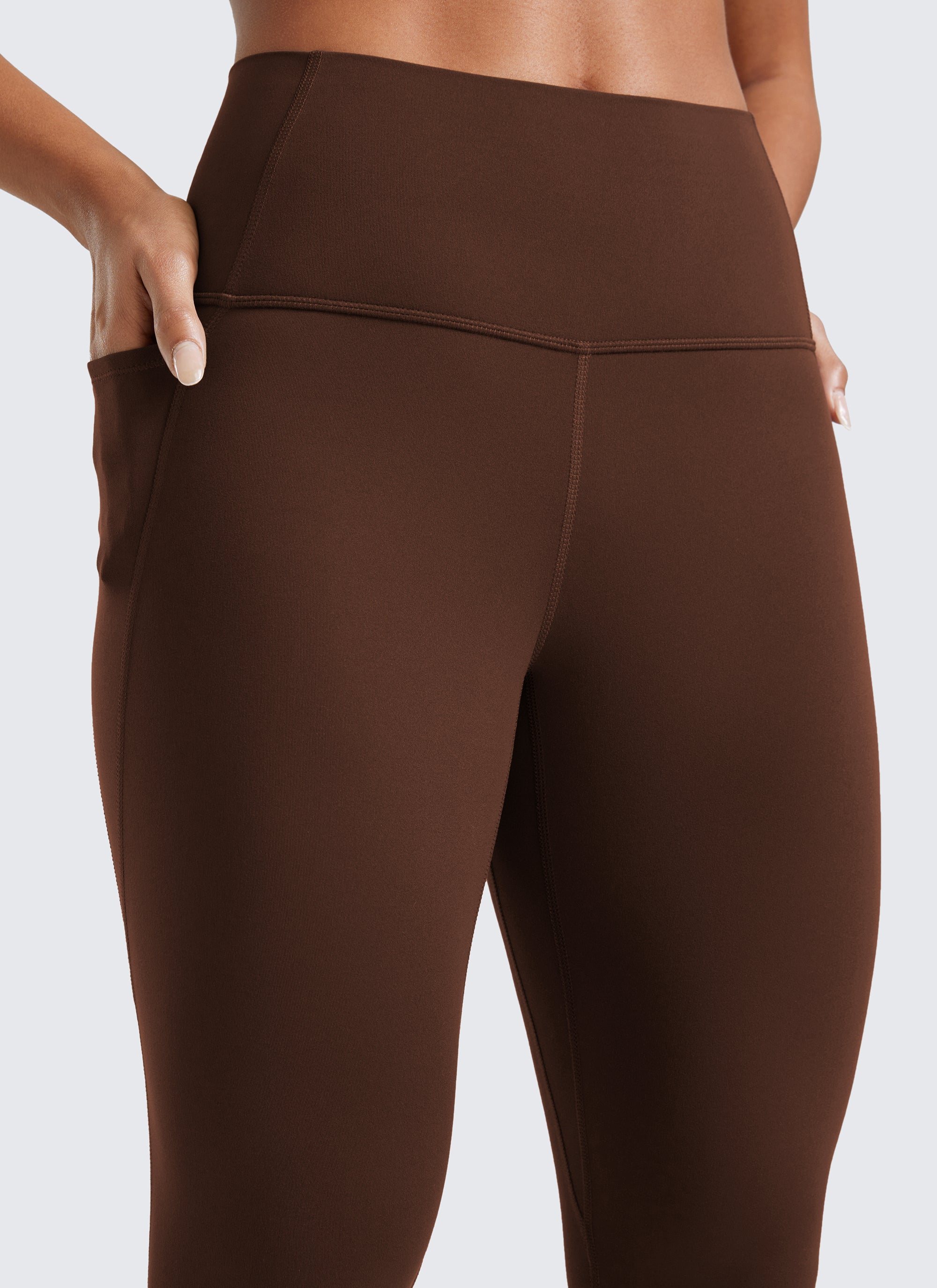 CRZ YOGA Women's Yoga Lounge High Rise Butterluxe Pocket Leggings 25'' Lava Brown @model_info:Crystal