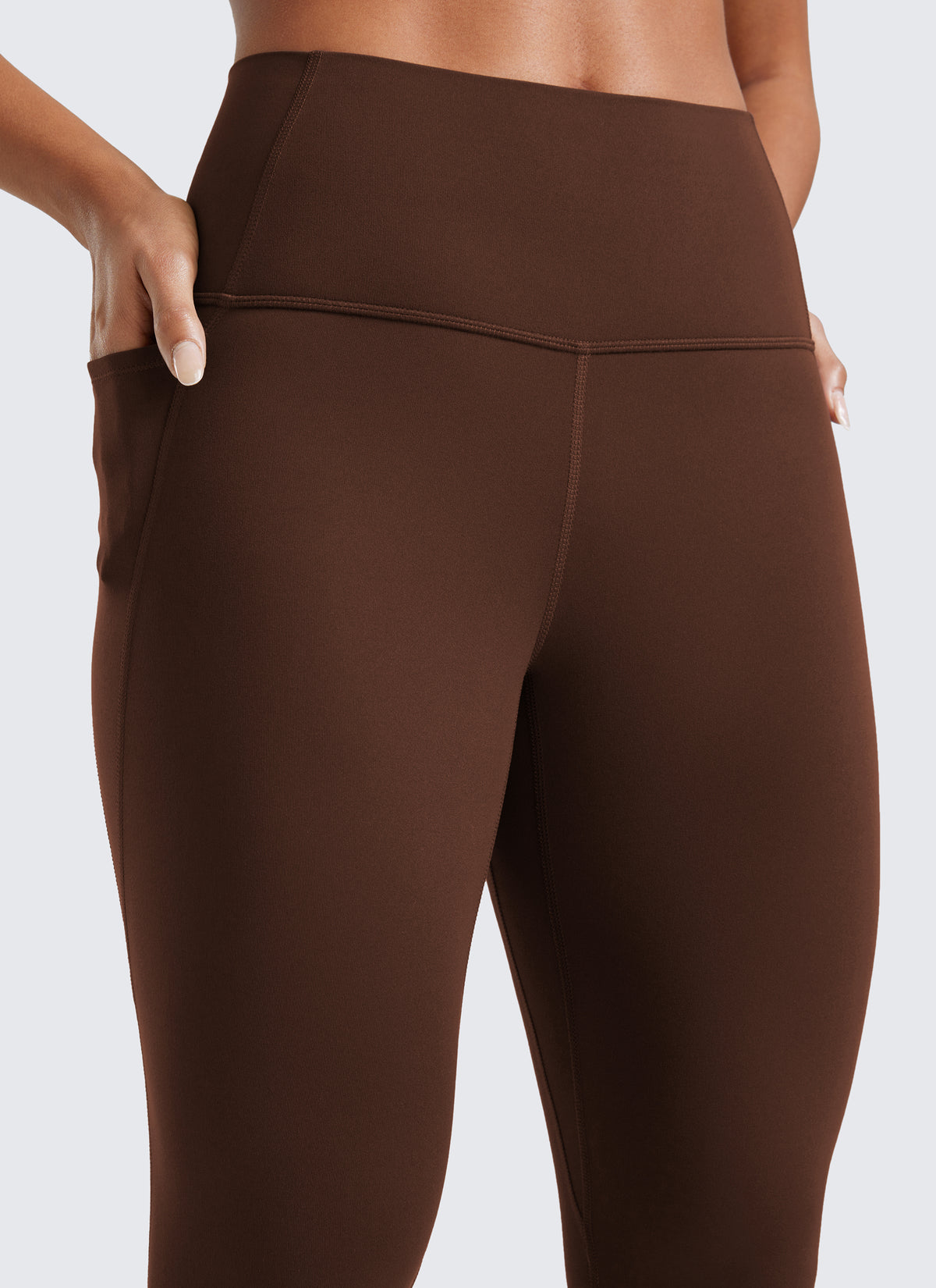 CRZ YOGA Women's Yoga Lounge High Rise Butterluxe Pocket Leggings 25'' Lava Brown @model_info:Crystal
