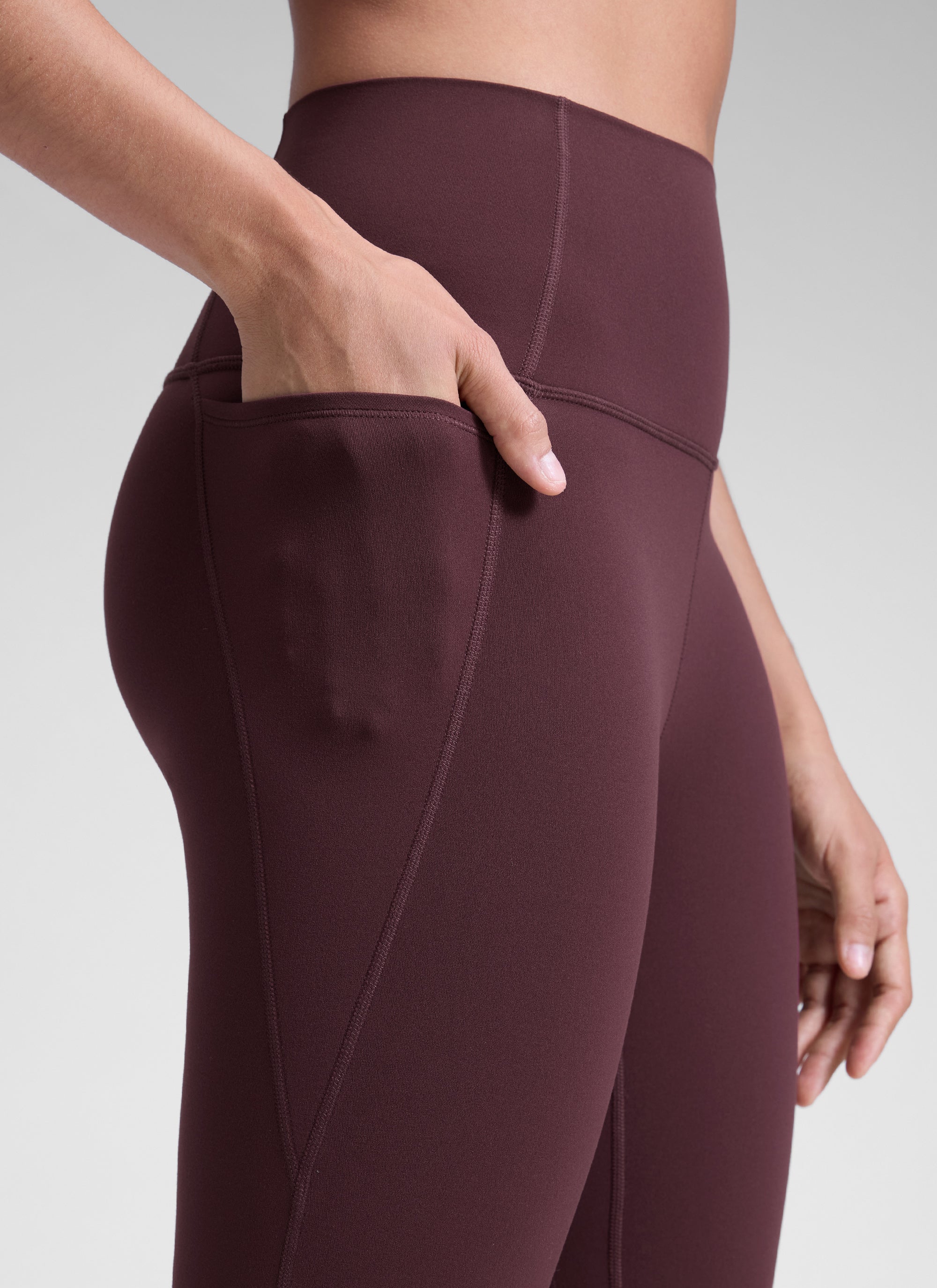 CRZ YOGA Women's Yoga Lounge High Rise Butterluxe Pocket Leggings 25'' Ripe Plum @model_info:D