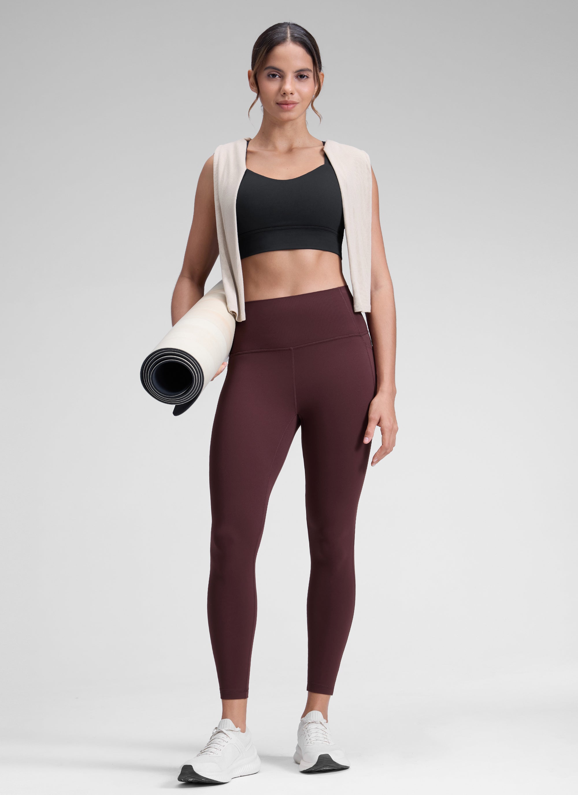 CRZ YOGA Women's Yoga Lounge High Rise Butterluxe Pocket Leggings 25'' Ripe Plum @model_info:D