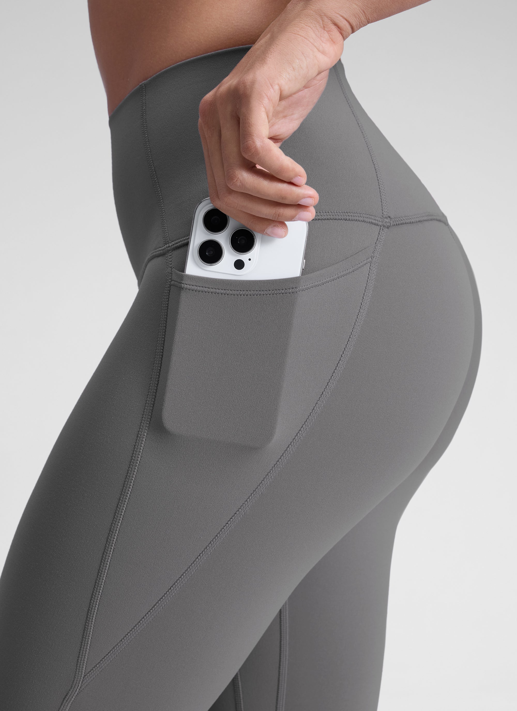 CRZ YOGA Women's Yoga Lounge High Rise Butterluxe Pocket Leggings 25'' Ash Grey @model_info:D