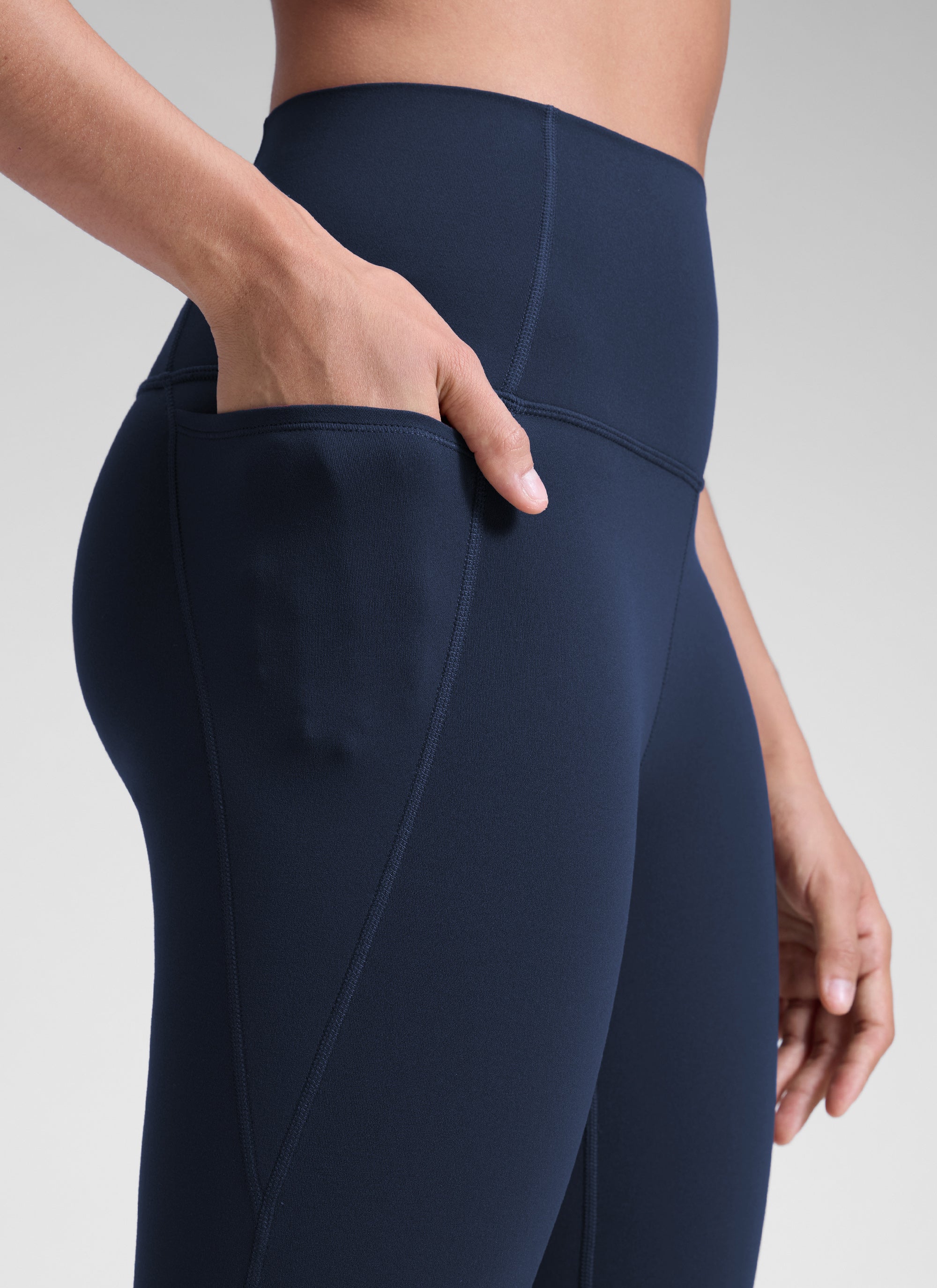 CRZ YOGA Women's Yoga Lounge High Rise Butterluxe Pocket Leggings 25'' Future Navy @model_info:D