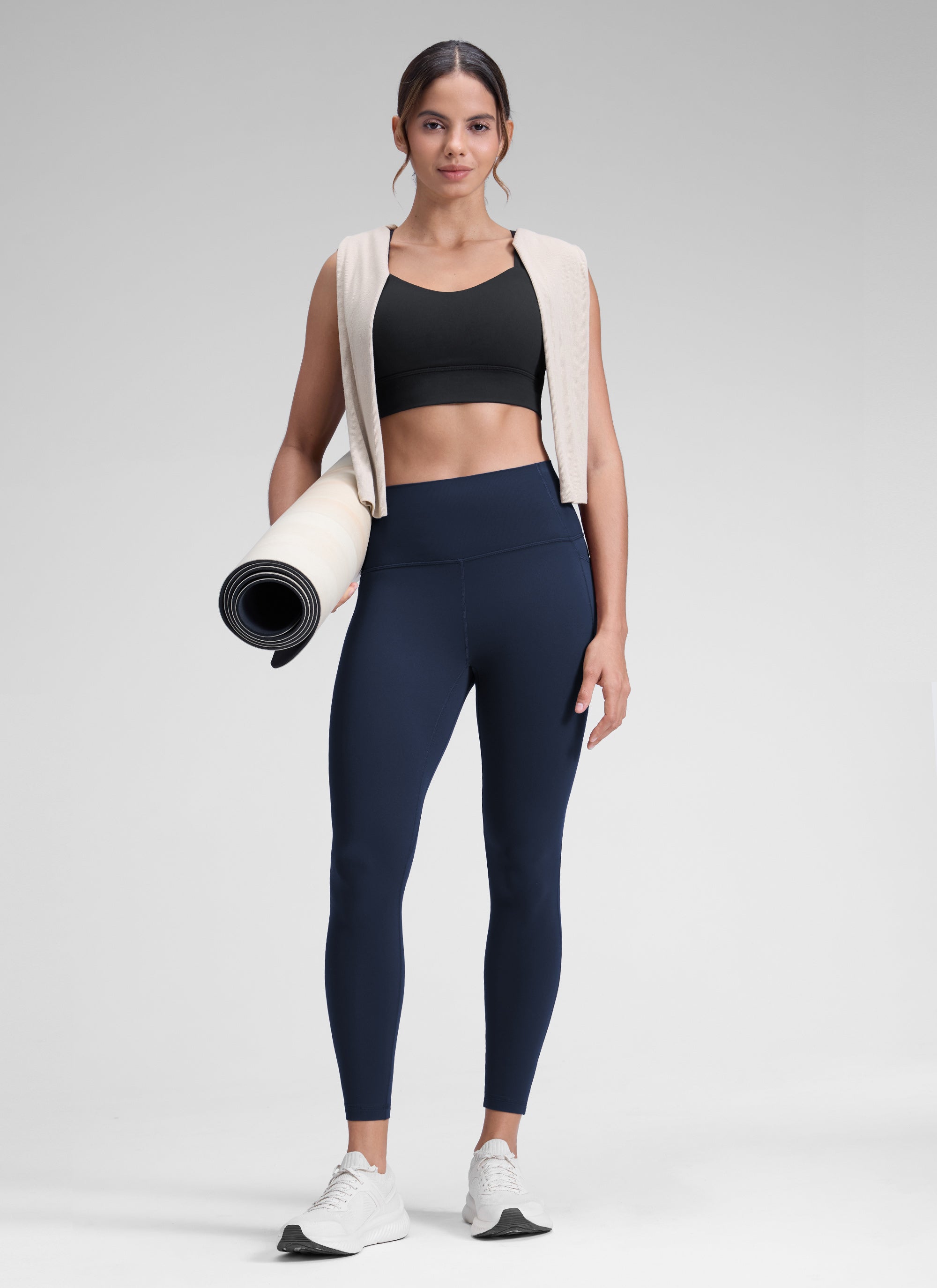 CRZ YOGA Women's Yoga Lounge High Rise Butterluxe Pocket Leggings 25'' Future Navy @model_info:D