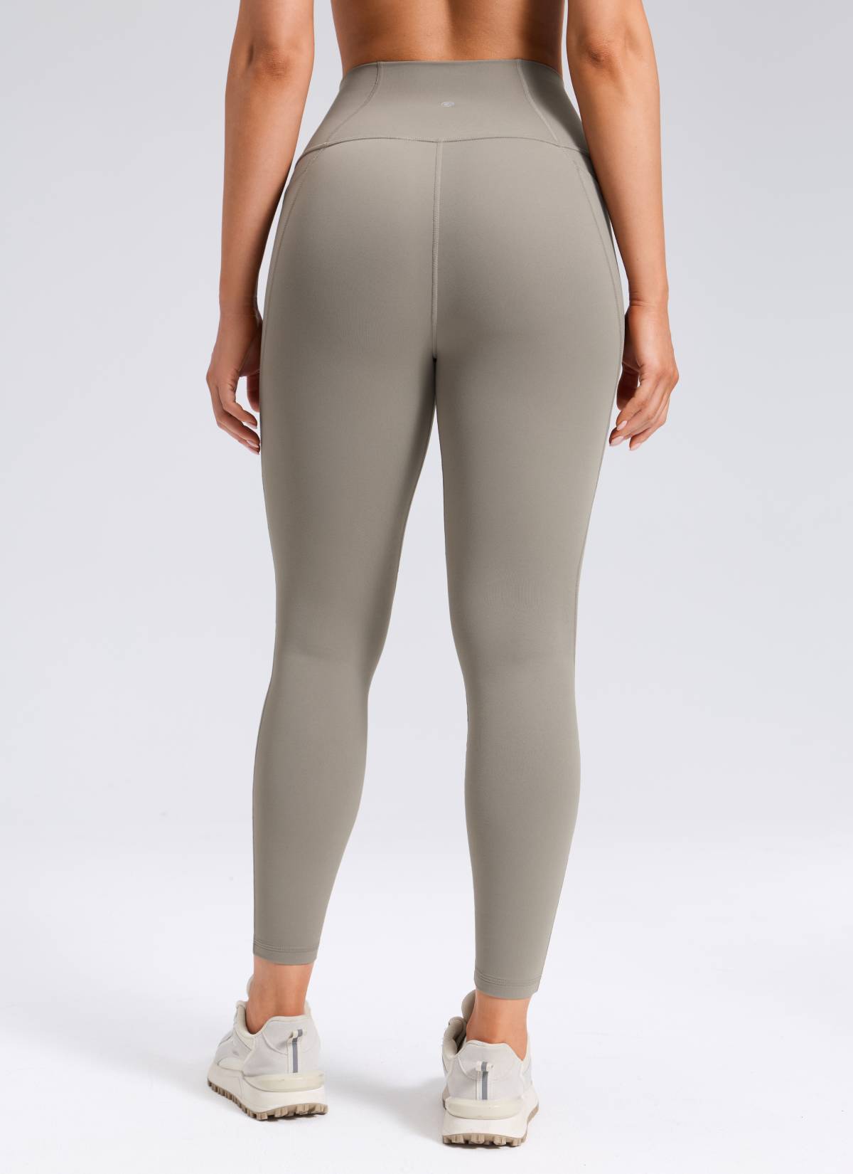 CRZ YOGA Women's Yoga Lounge High Rise Butterluxe Pocket Leggings 25'' Warm Ash Grey @model_info:Mariana
