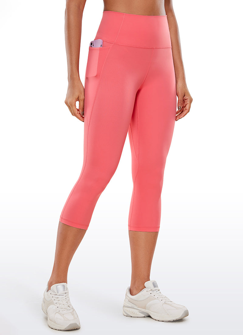 CRZ YOGA Womens Butterluxe High Waist Pockets Capri Leggings 19'' Raspberry Sorbet @model_info:Gigi
