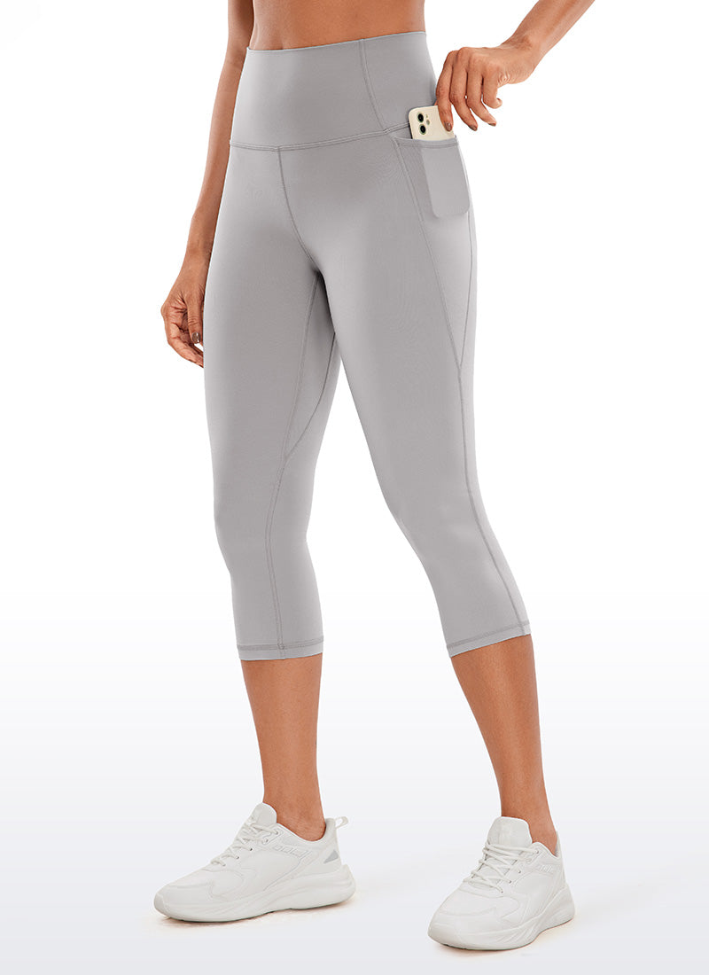CRZ YOGA Womens Butterluxe High Waist Pockets Capri Leggings 19'' Gull Gray @model_info:Gigi