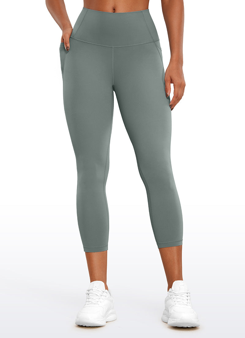 CRZ YOGA Womens Butterluxe High Waist Pockets Capri Leggings 23'' Grey Sage @model_info:Gigi