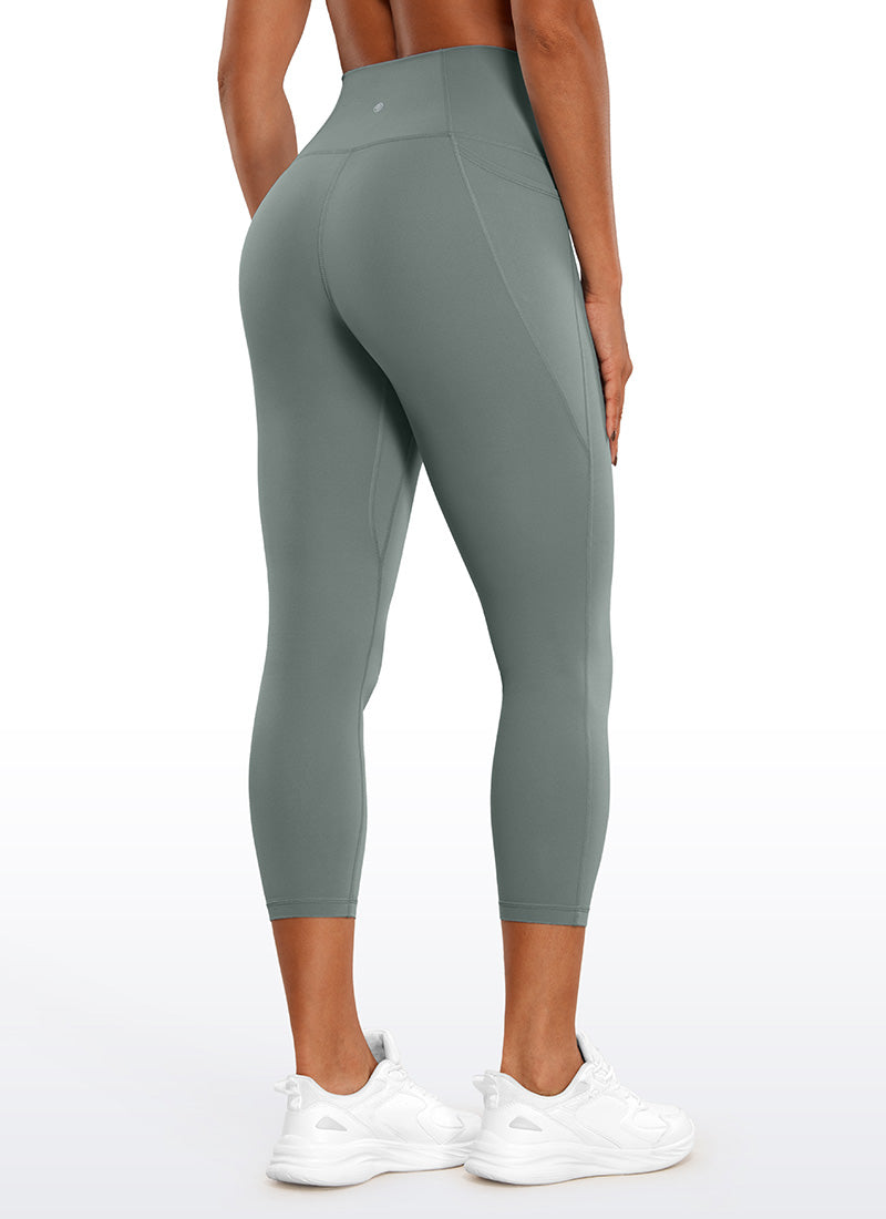 CRZ YOGA Womens Butterluxe High Waist Pockets Capri Leggings 23'' Grey Sage @model_info:Gigi