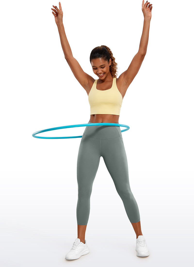 CRZ YOGA Womens Butterluxe High Waist Pockets Capri Leggings 23'' Grey Sage @model_info:Gigi