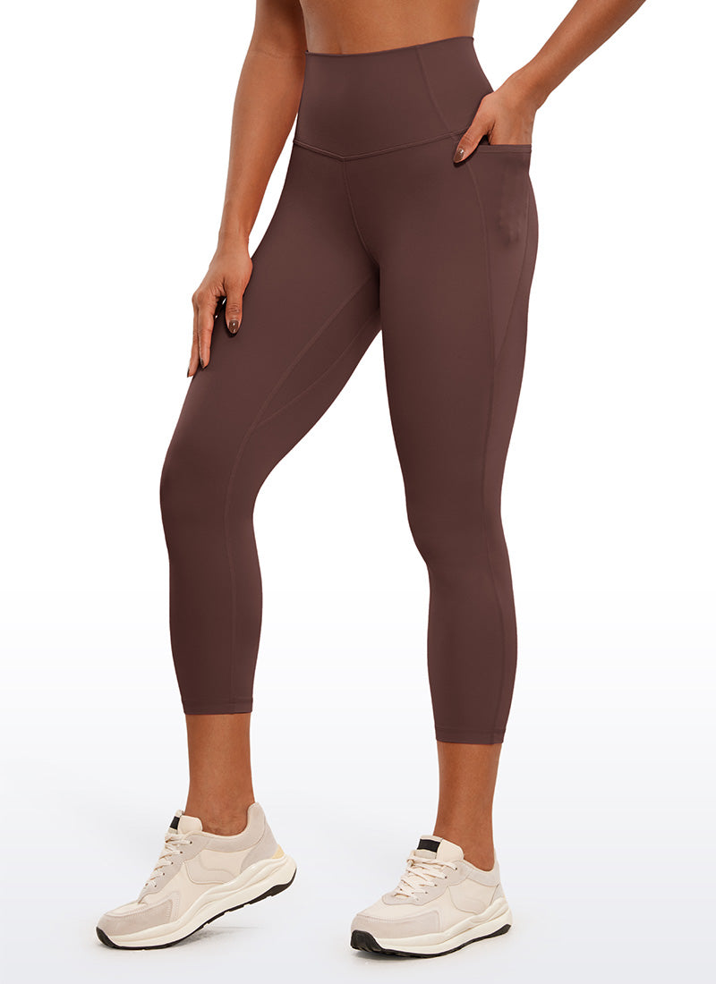 CRZ YOGA Womens Butterluxe High Waist Pockets Capri Leggings 23'' Taupe @model_info:Gigi