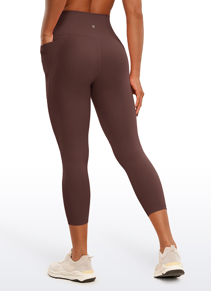 CRZ YOGA Womens Butterluxe High Waist Pockets Capri Leggings 23'' Taupe @model_info:Gigi
