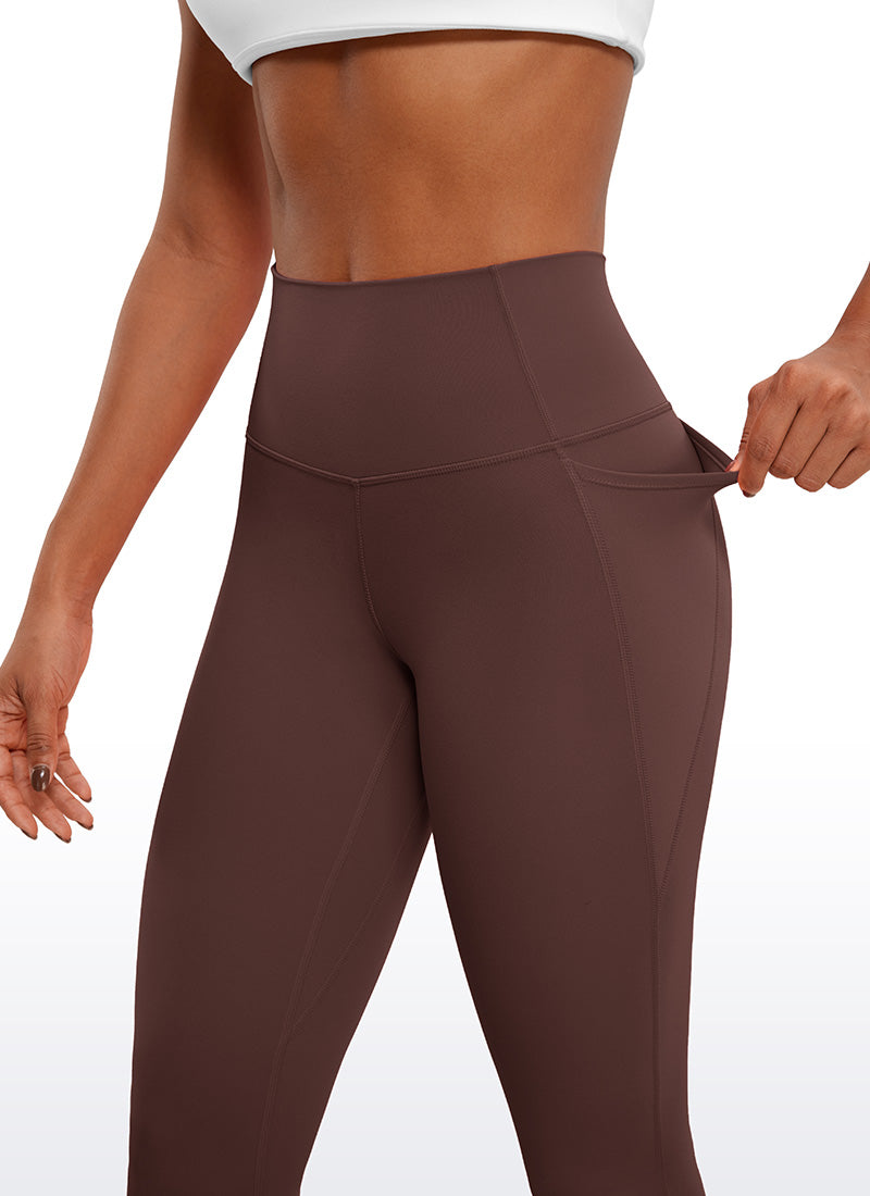 CRZ YOGA Womens Butterluxe High Waist Pockets Capri Leggings 23'' Taupe @model_info:Gigi