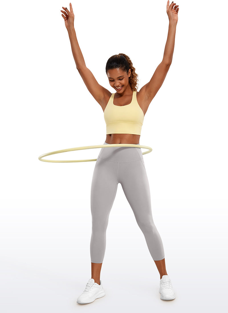 CRZ YOGA Womens Butterluxe High Waist Pockets Capri Leggings 23'' Gull Gray @model_info:Gigi