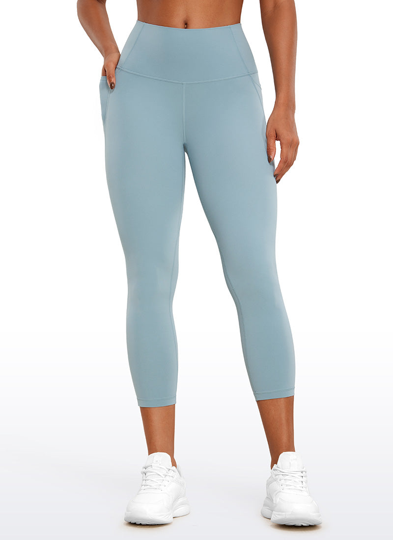 CRZ YOGA Womens Butterluxe High Waist Pockets Capri Leggings 23'' Light grayish blue @model_info:Gigi