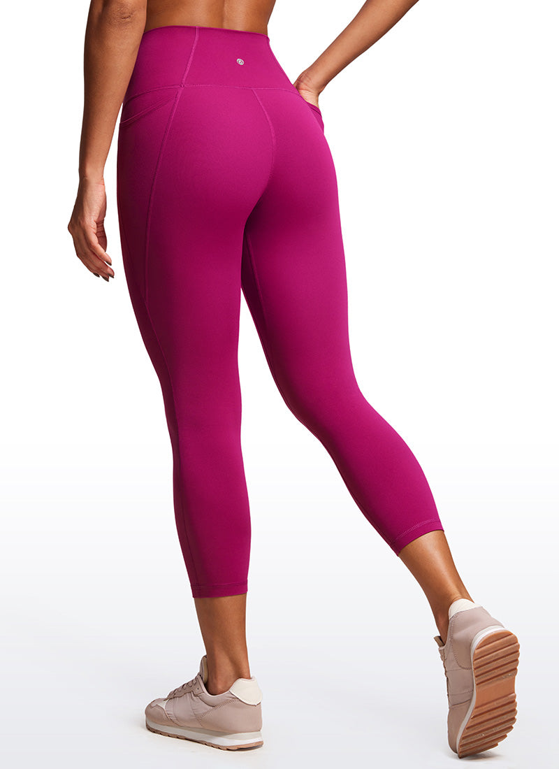 CRZ YOGA Womens Butterluxe High Waist Pockets Capri Leggings 23'' Magenta Purple @model_info:Gigi