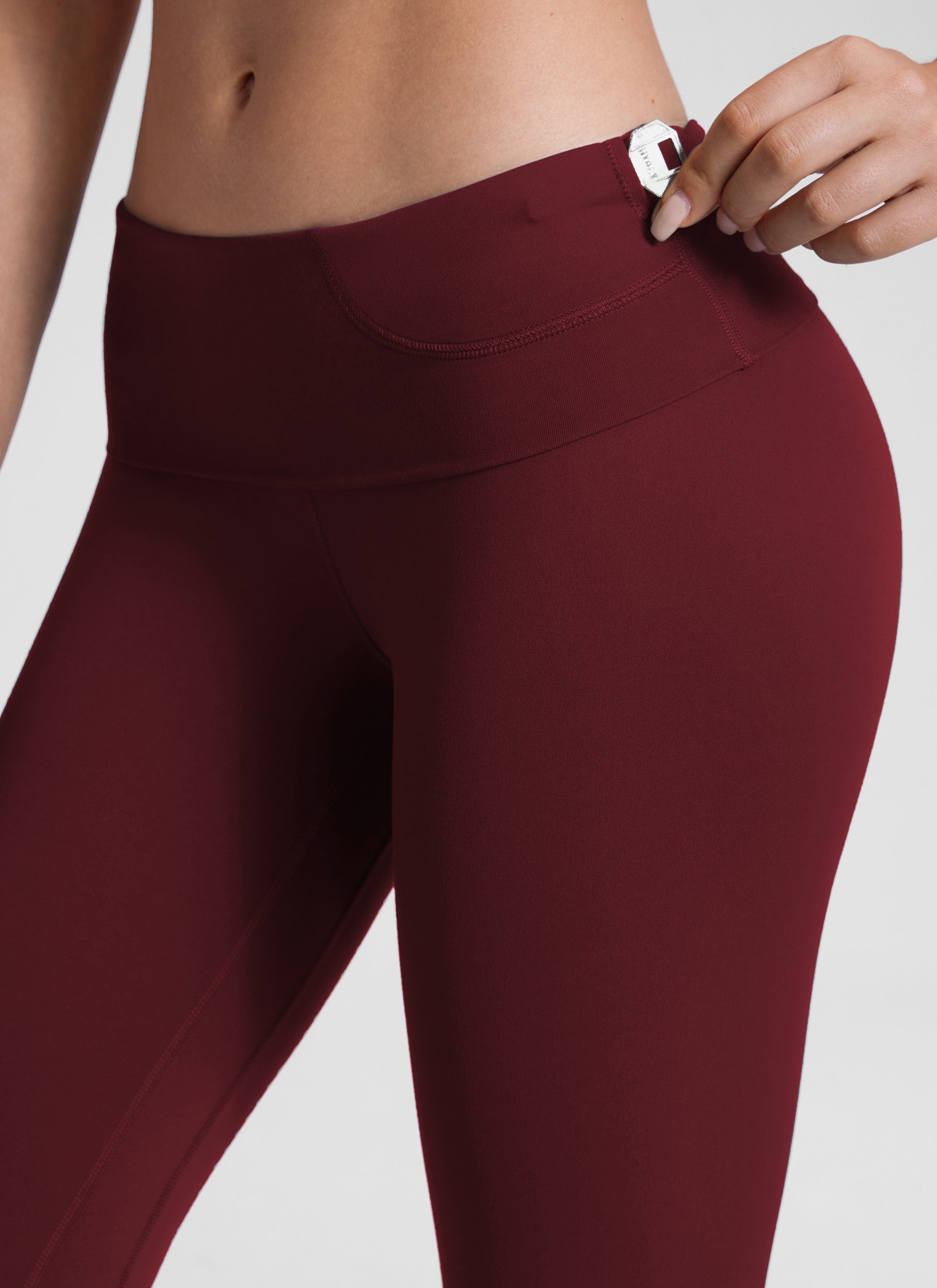 Core 10 Women's High-Waist Yoga Leggings - 7/8 Length, 24" Inseam, Moisture-Wicking With Hidden Pocket, Poppy Red