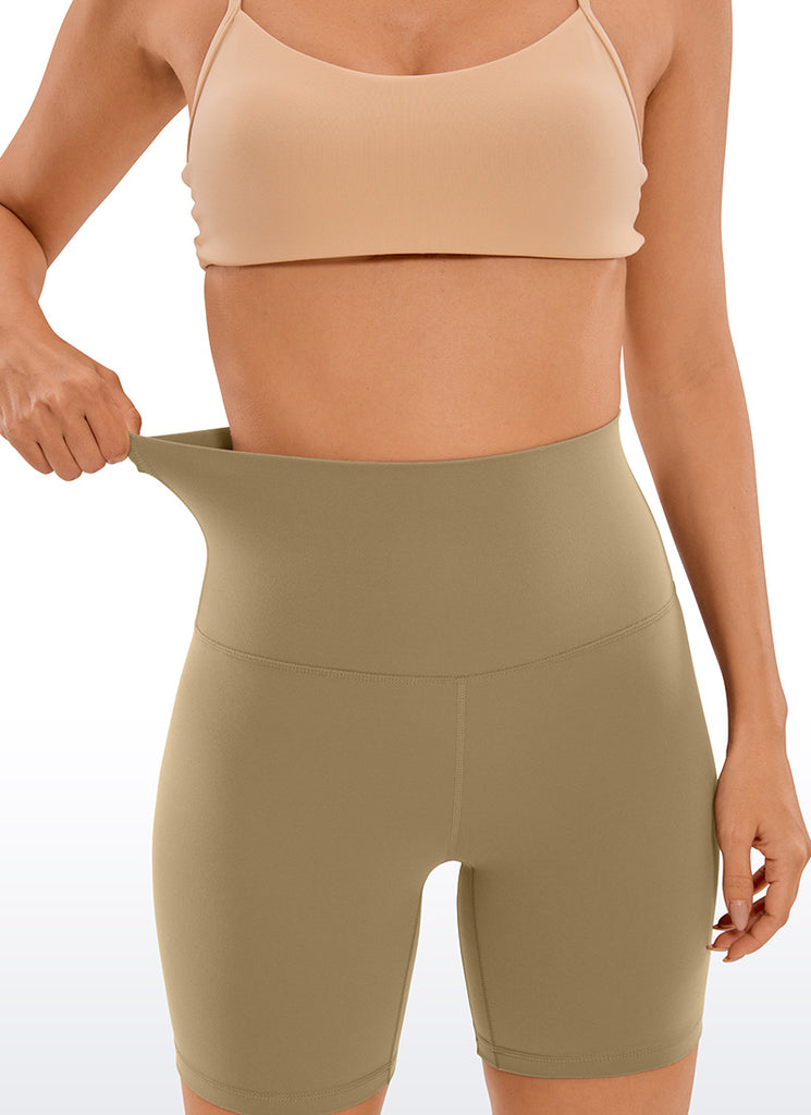 CRZ YOGA Women's Yoga Super High Waist Butterluxe Shorts 6'' Soul Brown