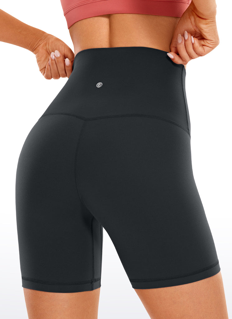 CRZ YOGA Women's Yoga Super High Waist Butterluxe Shorts 6'' Melanite
