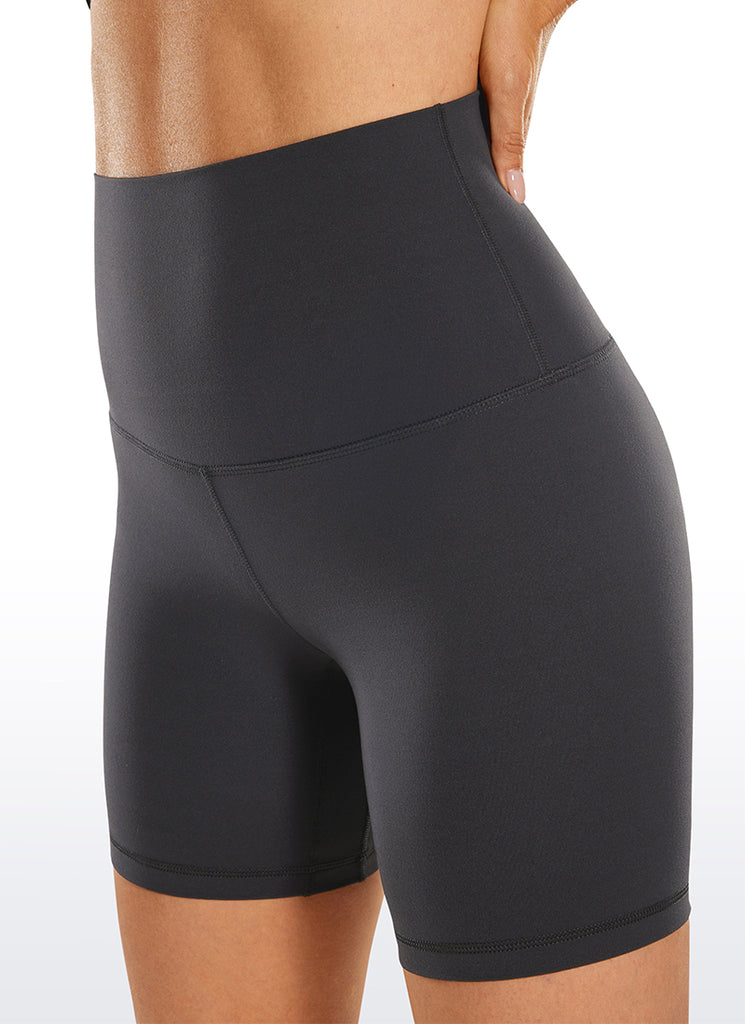 CRZ YOGA Women's Yoga Super High Waist Butterluxe Shorts 6'' Olive Green