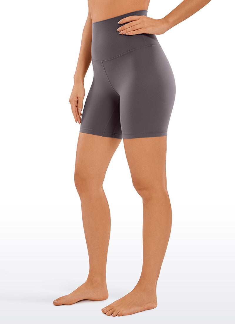 CRZ YOGA Women's Yoga Super High Waist Butterluxe Shorts 6'' Tornado @model_info:Deni
