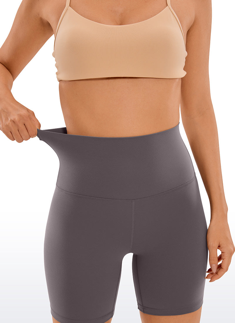 CRZ YOGA Women's Yoga Super High Waist Butterluxe Shorts 6'' Tornado @model_info:Deni