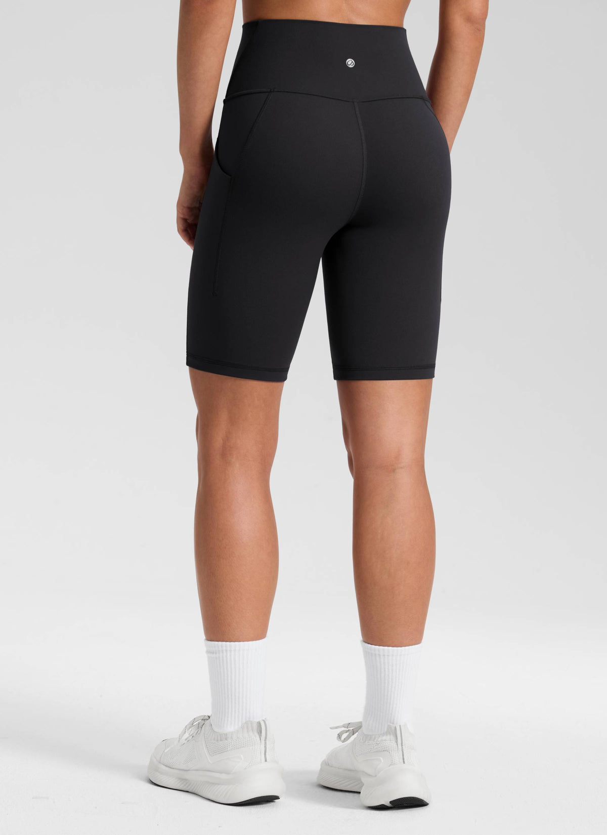 CRZ YOGA Women's Yoga High Rise Biker Butterluxe Pockets Shorts 8'' Black
