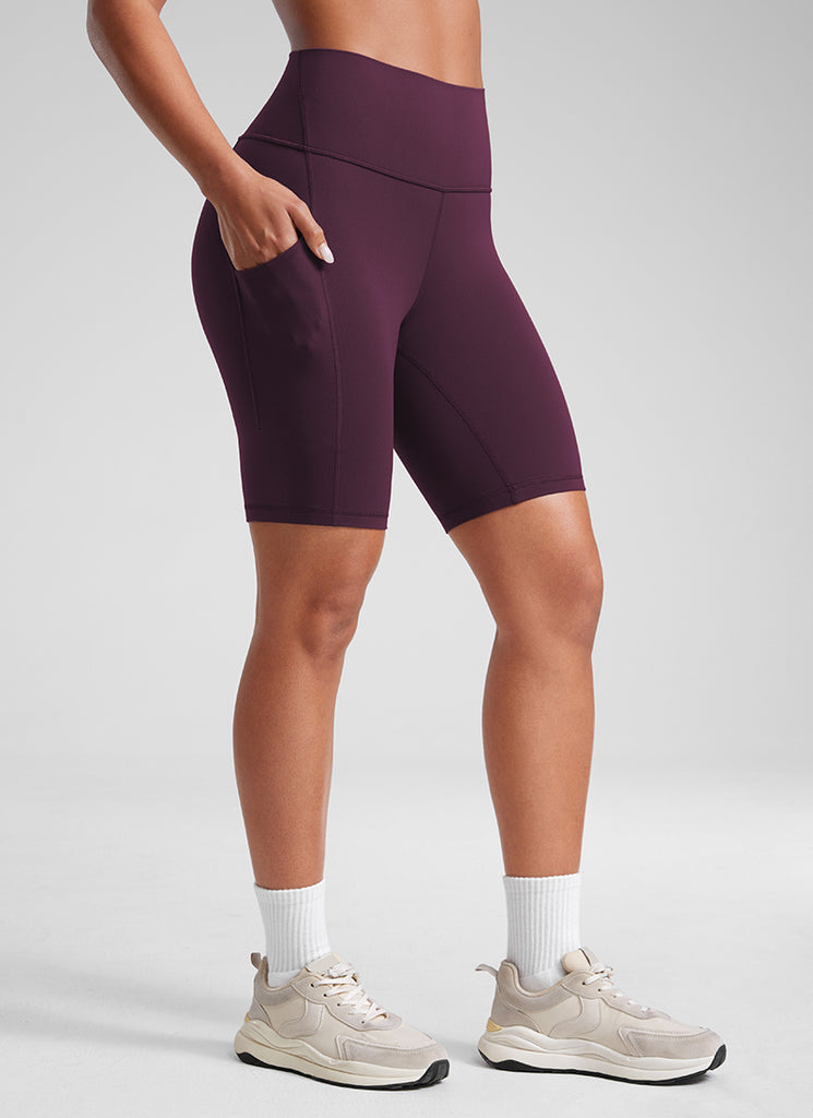 CRZ YOGA Women's Yoga High Rise Biker Butterluxe Pockets Shorts 8'' Tie Dye Smoke Ink