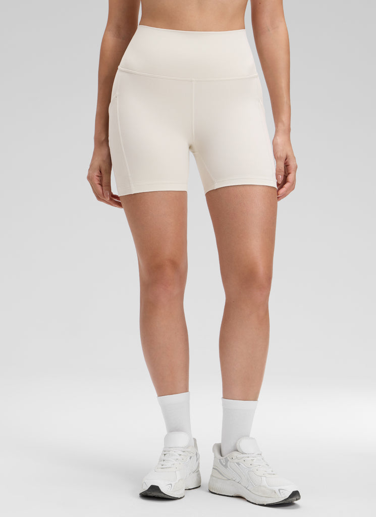 CRZ YOGA Women's Yoga High Rise Biker Butterluxe Pockets Shorts 5'' Forest Dark Green