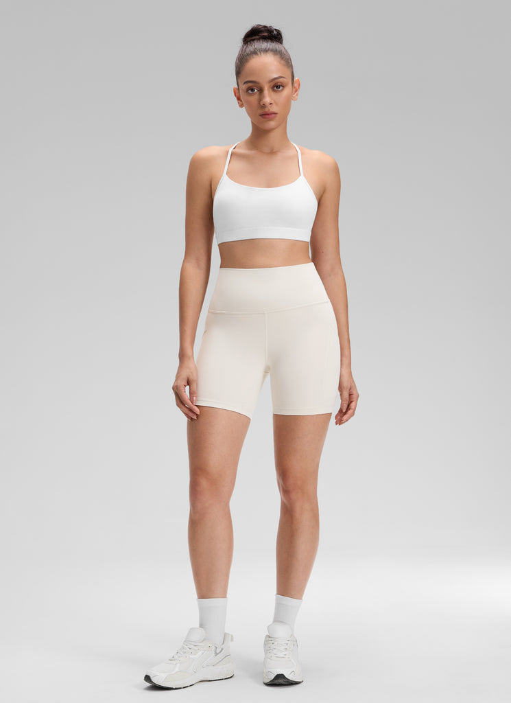 CRZ YOGA Women's Yoga High Rise Biker Butterluxe Pockets Shorts 5'' Forest Dark Green