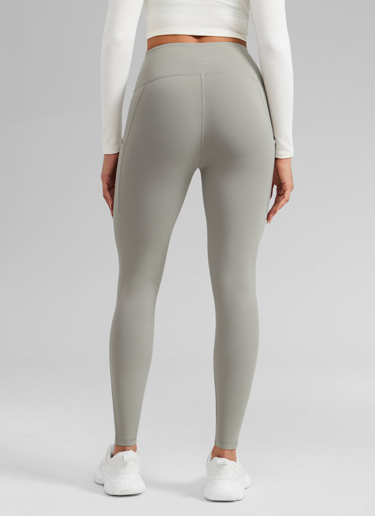 CRZ YOGA Women's Water-resistant Fleece Lined Pocket Leggings 28" Mysterious Grey