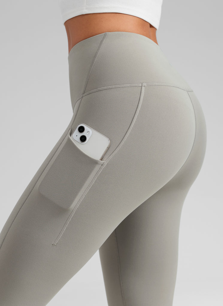 CRZ YOGA Women's Water-resistant Fleece Lined Pocket Leggings 28" Rock grey